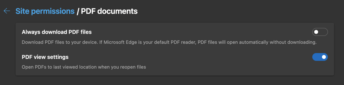 Browser settings for viewing documents